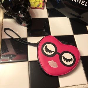 Betsey Johnson Pink Heart Glasses Wristlet
